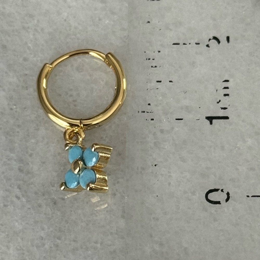 COPY - Gold Turquoise Crystal Huggie Hoop Dangle Earrings 

Brand New - Picture 2 of 5